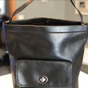 Black Leather Coach Bucket Bag